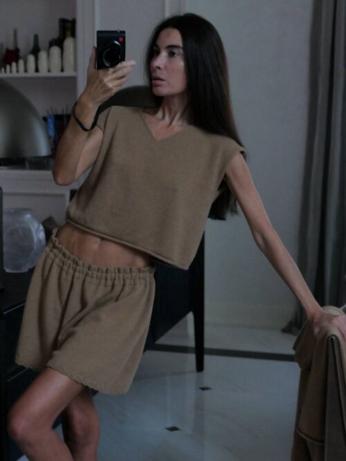 Шорты с ажурным краем из кашемира